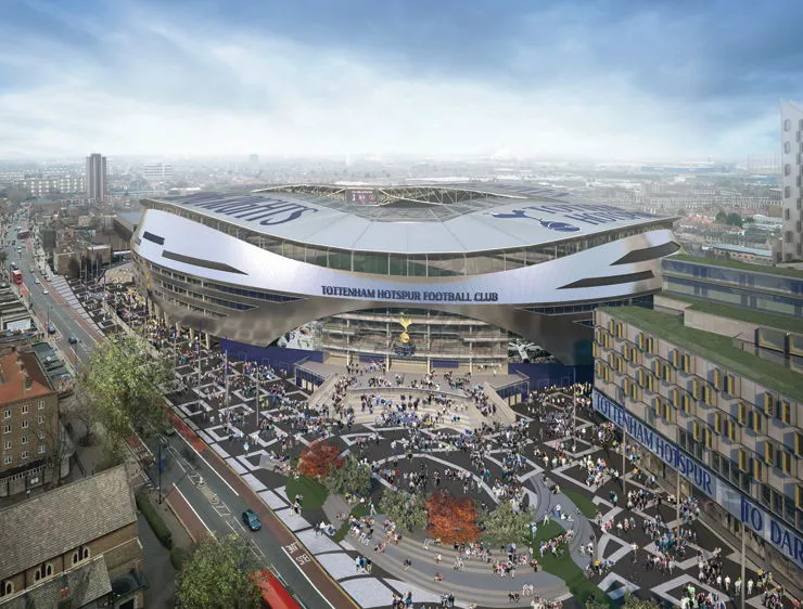 Cận cảnh mặt ngoài ấn tượng của sân vận động Tottenham Hotspur với kiến trúc độc đáo