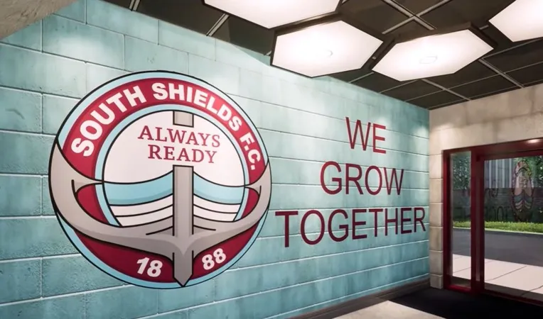 Cổng vào sân Mariners Park của câu lạc bộ bóng đá South Shields FC