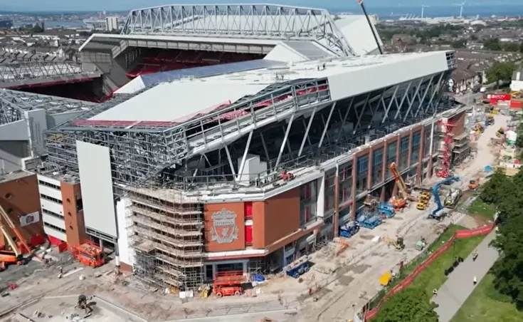 Hình ảnh phác thảo dự án tái phát triển khán đài Anfield Road End tại sân Anfield