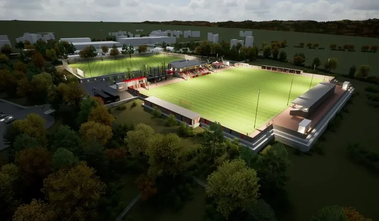 Phối cảnh 3D hiện đại của sân Truro Sports Hub, "ngôi nhà" mới của CLB Truro City FC