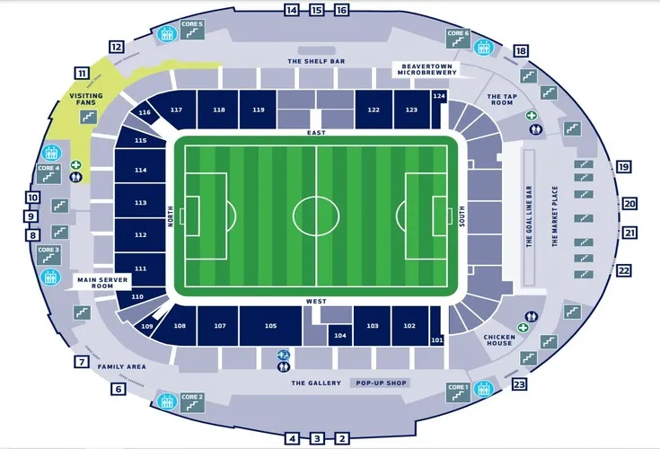 Sơ đồ bố trí chỗ ngồi chi tiết tại Tottenham Hotspur Stadium