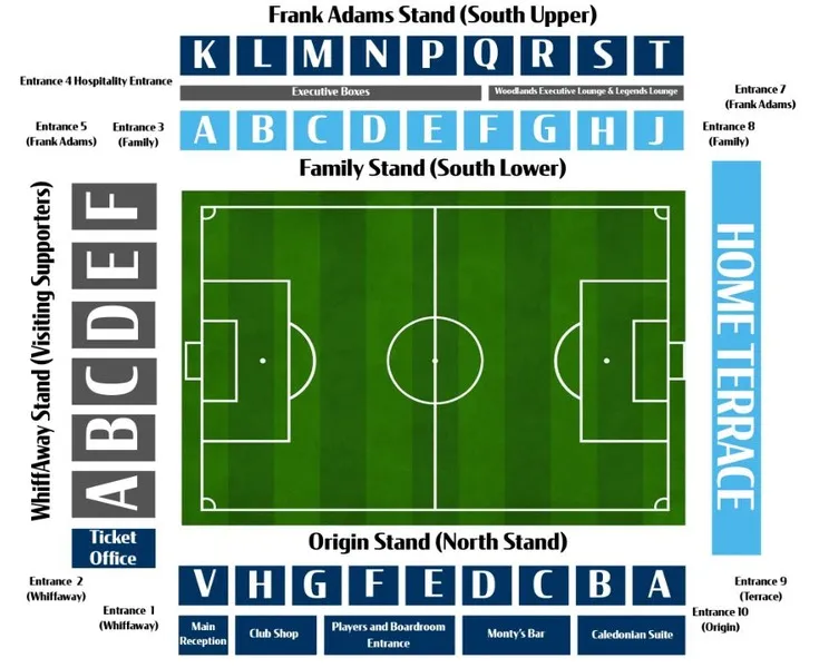 Sơ đồ bố trí khán đài sân Adams Park 2024, hướng dẫn chỗ ngồi chi tiết cho người hâm mộ