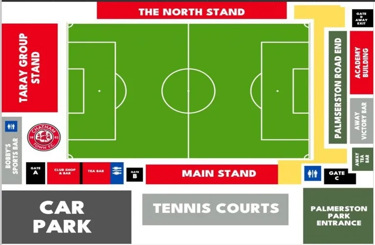 Sơ đồ chỗ ngồi Sân Queen Elizabeth II - Hướng dẫn khu vực khán đài tại sân nhà Enfield Town FC