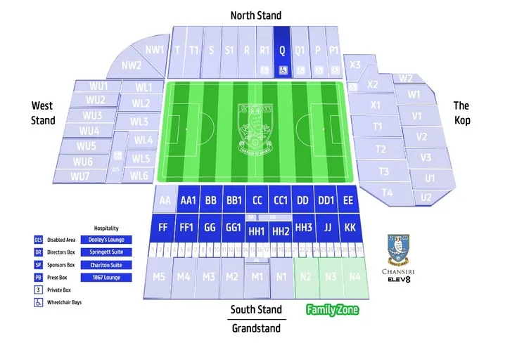 Sơ đồ khán đài sân vận động Hillsborough